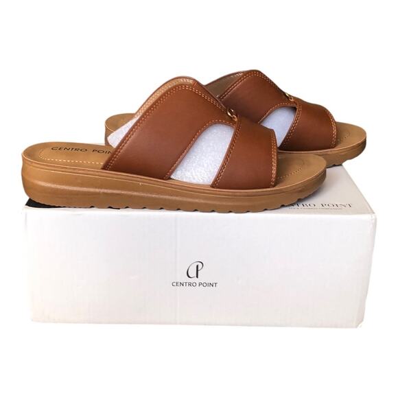 Centro Point Women’s Brown Faux Leather Slip On Comfort Slide Sandals 9.5 NIB - Picture 5 of 9